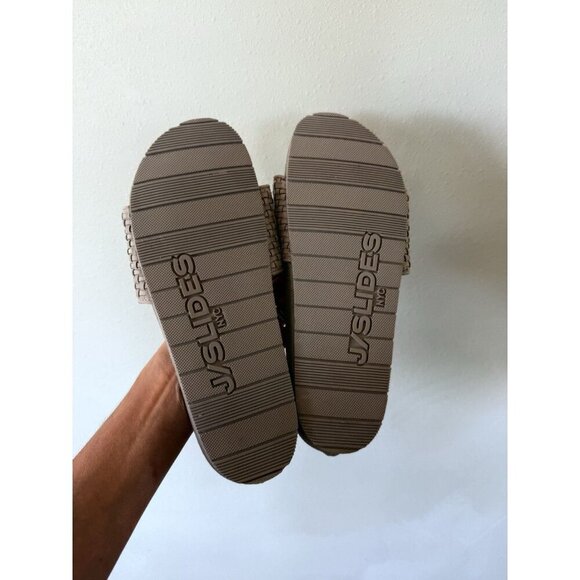 J/Slides J Slides Women's 9 Light Gray Leather Slide Sandals Slip On Flats - Picture 4 of 5